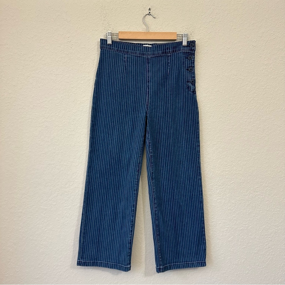 J.Crew Denim Slim Wide Leg Sailor Jean in Stripe Size 28